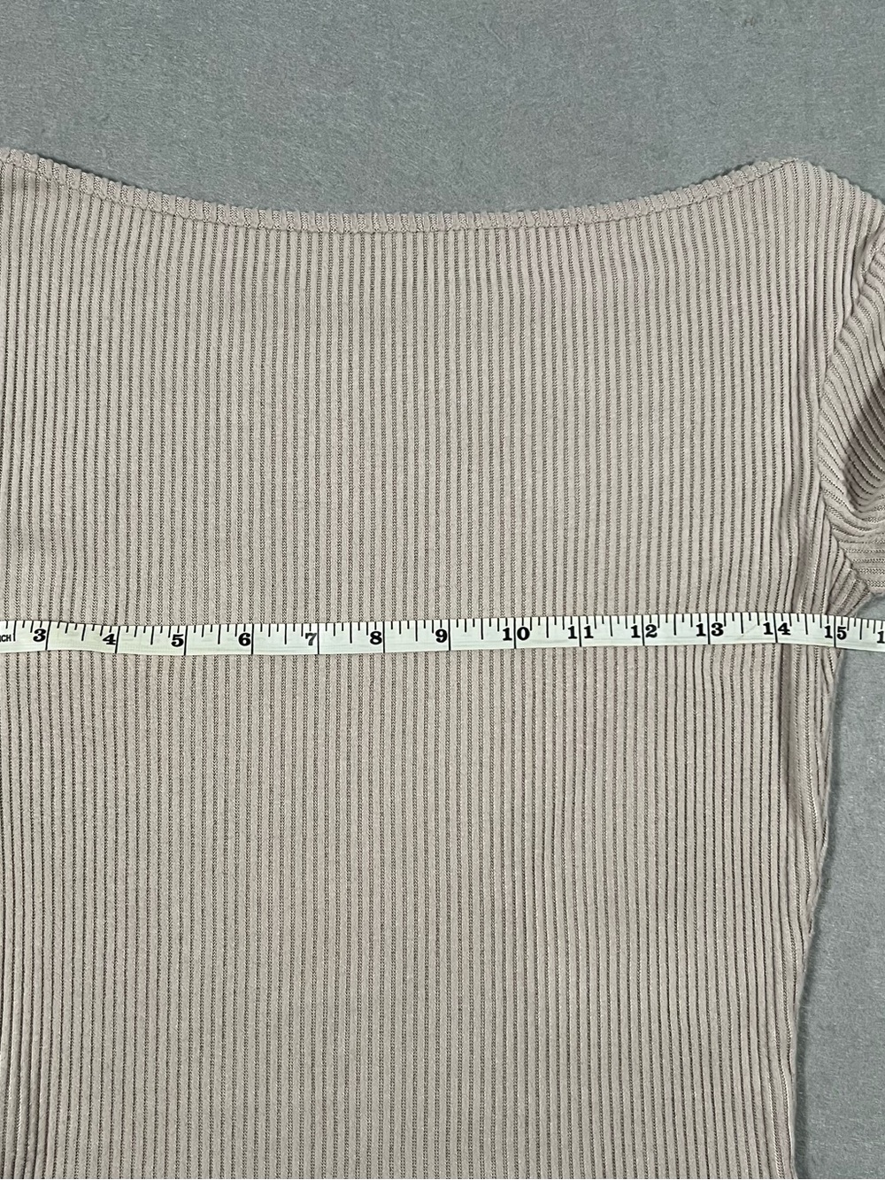 Women’s Beige Ribbed Knit 2-Piece Set Boat Neck Top & Straight Pants M - Picture 6 of 10